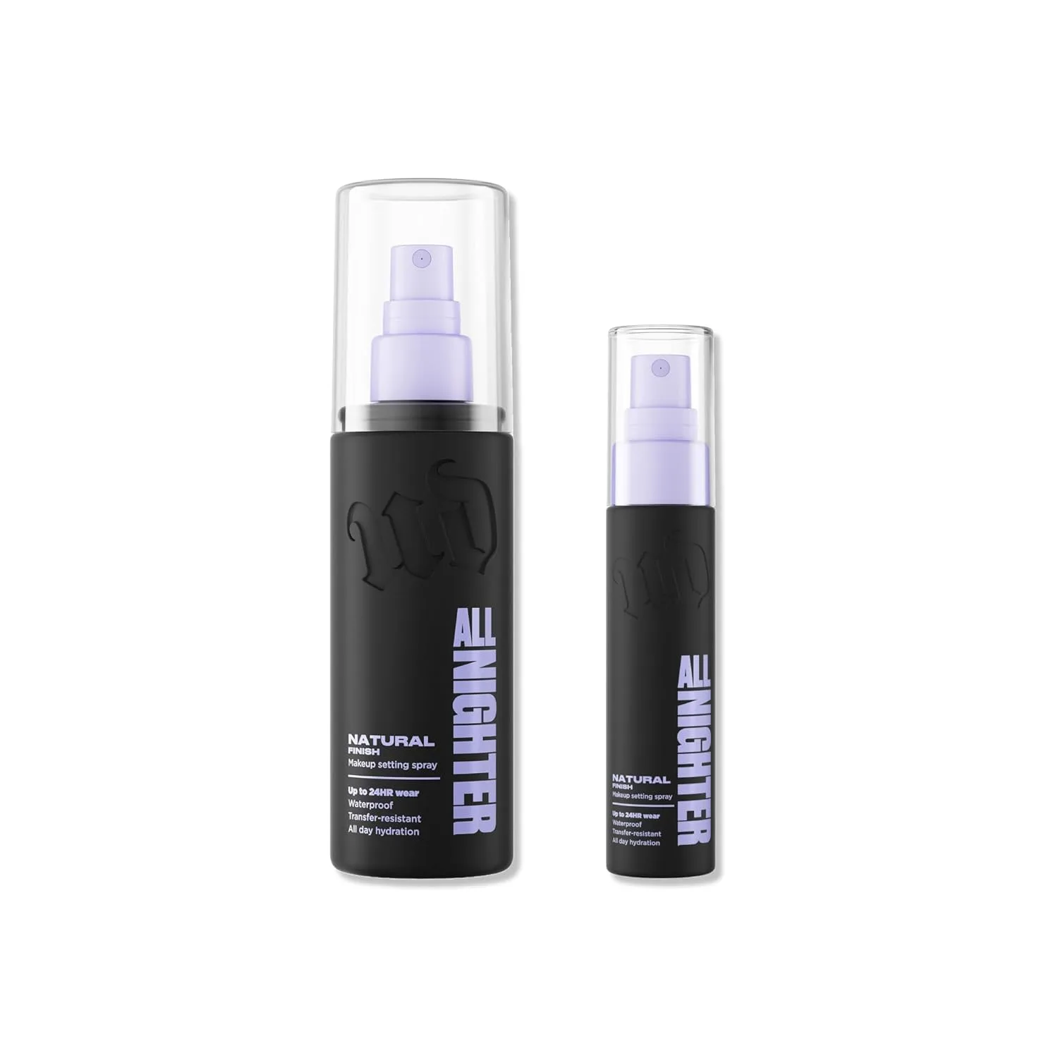 Urban Decay All Nighter Setting Spray дуэт: полный размер 118 мл и дорожный 30 мл, натуральный финиш, водостойкий, стойкий к смазыванию