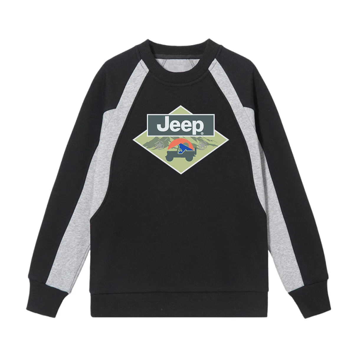 Свитшот детский с круглым вырезом утепленный Grade School Jeep, Black Gray