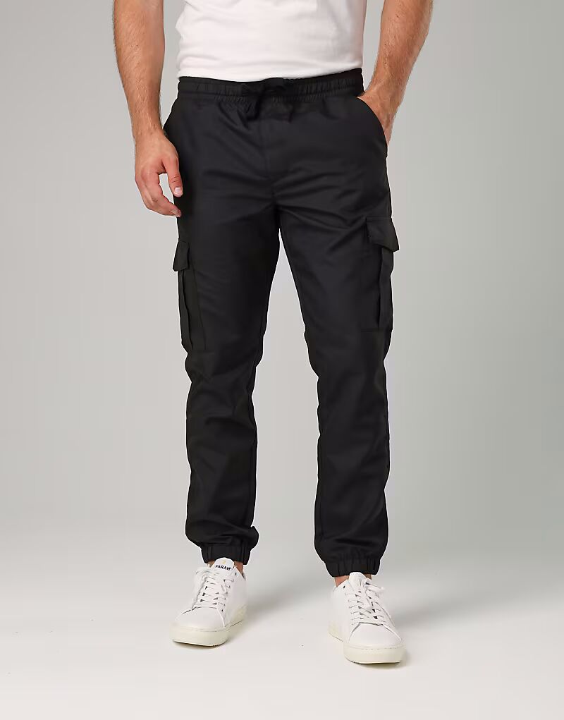 

Черные брюки-карго из технологичного нейлона с манжетами French Connection