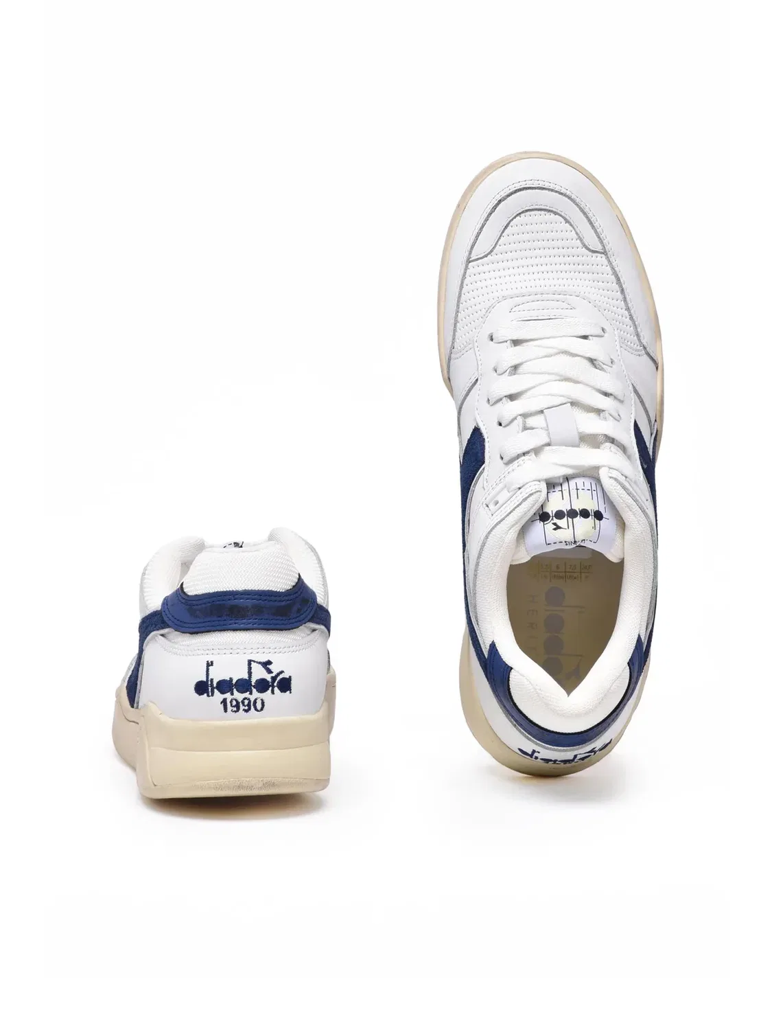 DIADORA HERITAGE Бело-голубые кожаные кроссовки B.560 — фото 3