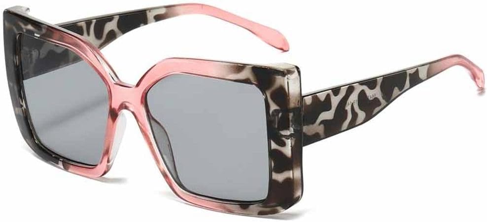 

Винтажные солнцезащитные очки большого размера с градиентным переходом цвета для женщин, роскошная двухцветная оправа, солнцезащитные очки UV400 для мужчин, стильные солнцезащитные очки TKKTLLT, Leopard Pink