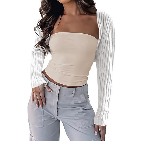 

Женский кардиган-шраг с длинными рукавами Kojooin, White