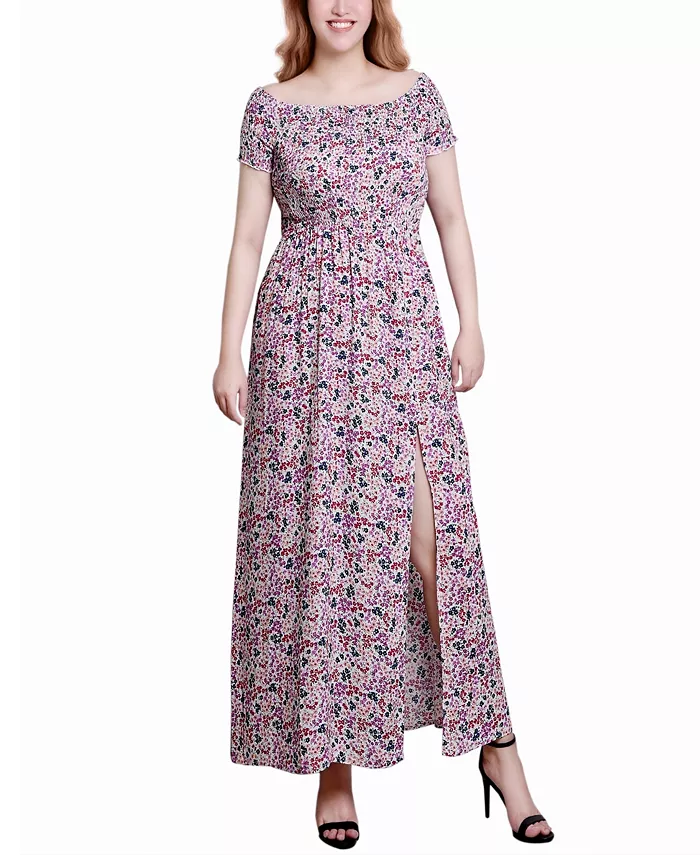 

Миниатюрное макси-платье со сборками на лифе NY Collection, мультиколор