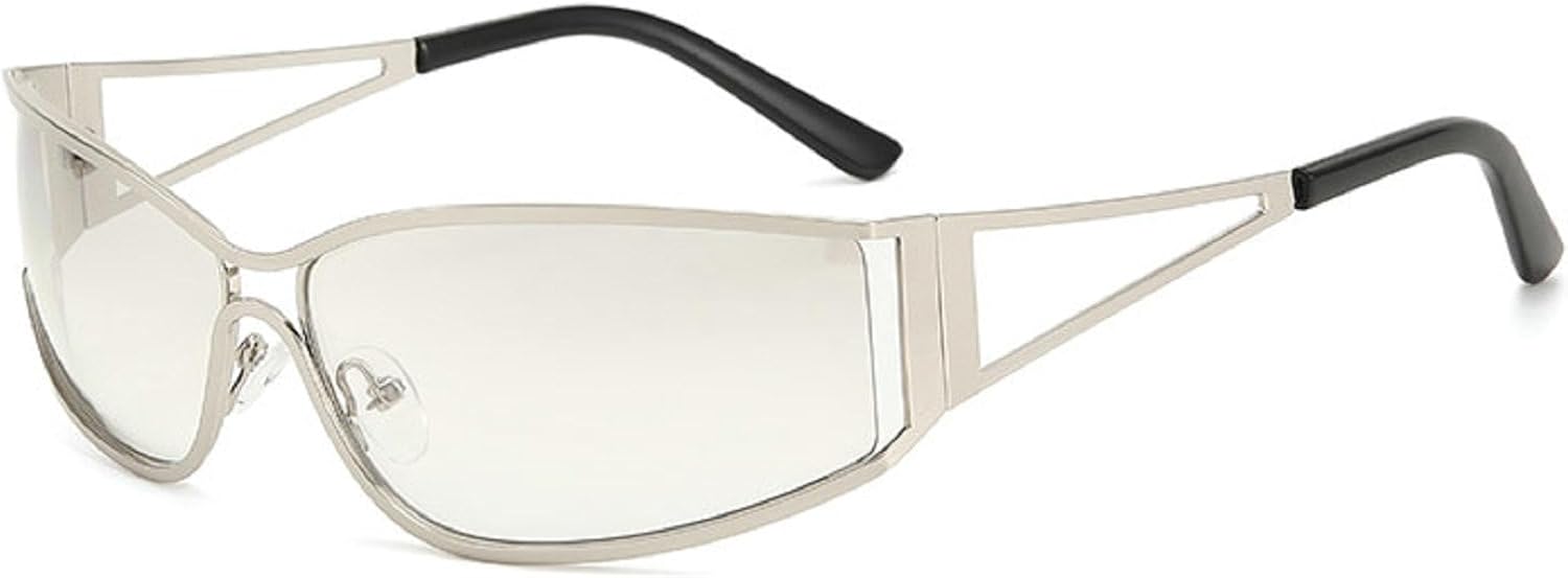 

Солнцезащитные очки Y2k для женщин и мужчин, большие солнцезащитные очки с градиентным переходом, панк-очки, солнцезащитные очки, металлические зеркальные очки N45 mincl, Silver