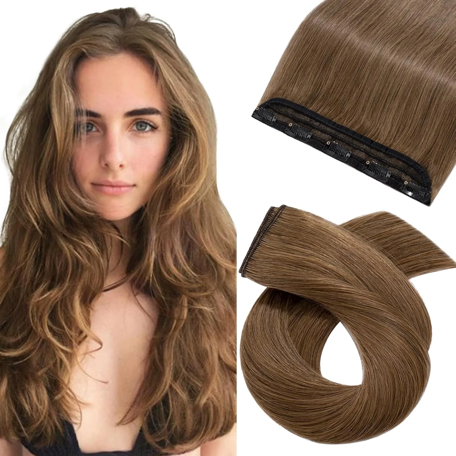 Накладные волосы на заколках от THD Silk-Co, Light Brown