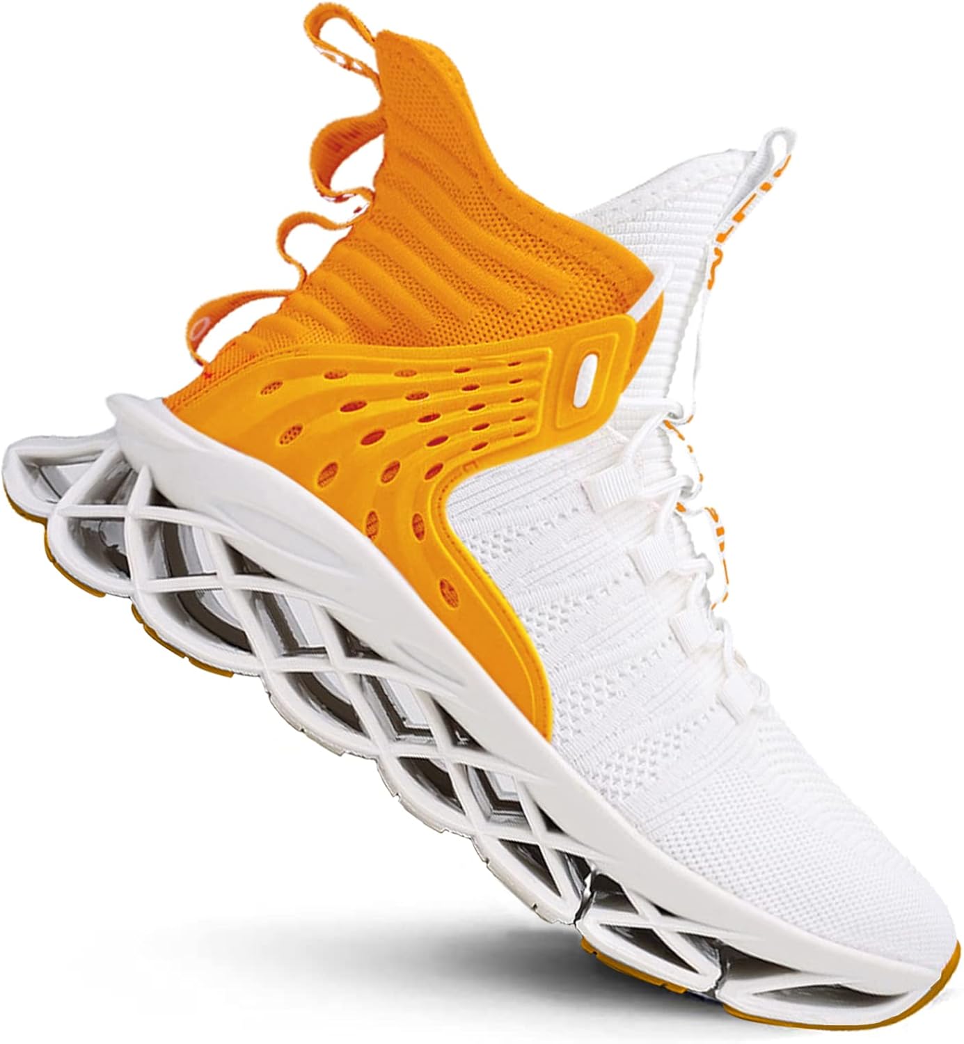 

Кроссовки DUDHUH для мужчин, удобные спортивные, для кросс-тренинга, повседневной ходьбы, модные мужские теннисные носковые кеды, белый/оранжевый