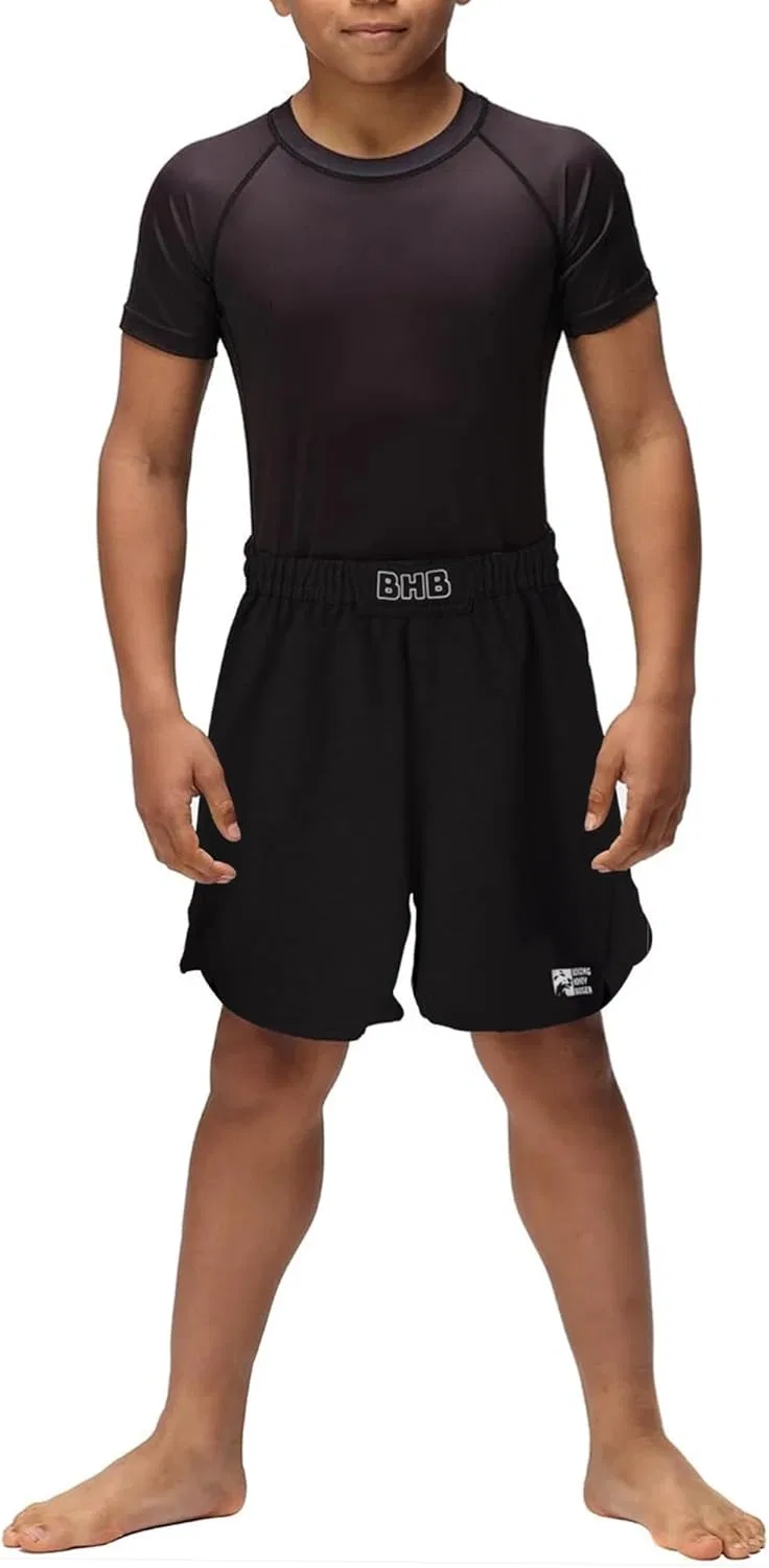 Boxing Honey Badger Детские шорты для бразильского джиу-джитсу, шорты для ММА, спортивные шорты для подростков, шорты для бразильского джиу-джитсу без кимоно, шорты для кикбоксинга для мальчиков и девочек — фото 4