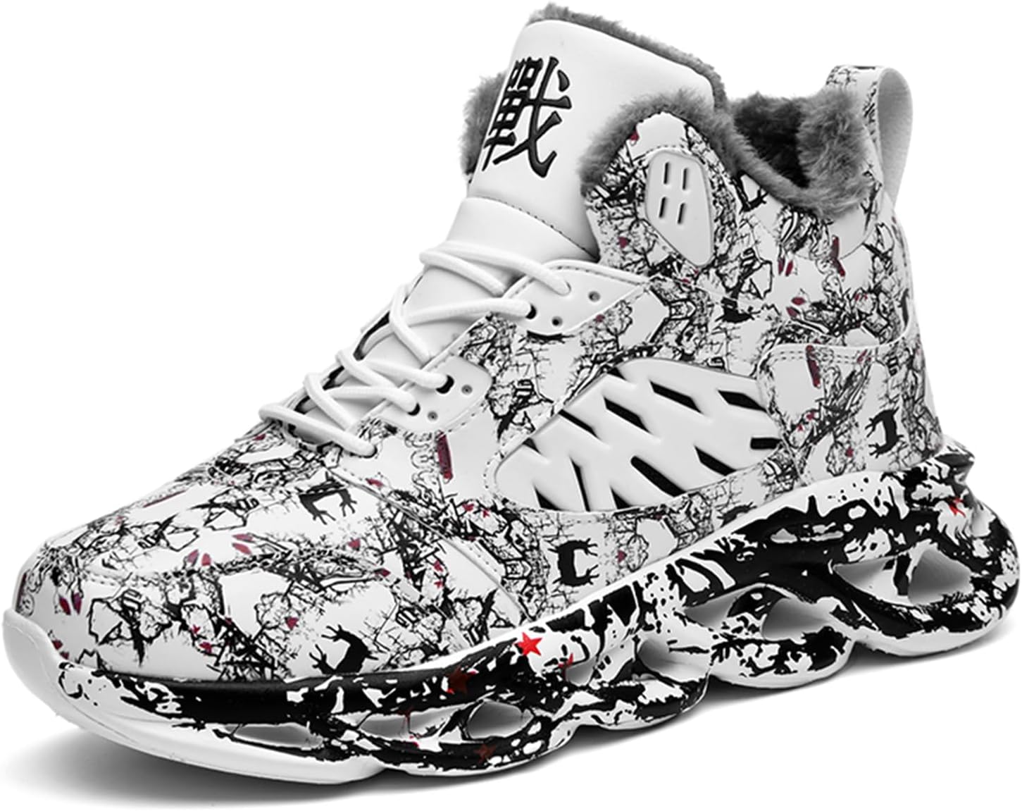 

Мужские баскетбольные кроссовки GSIGUL, легкие мужские кроссовки для бега и тенниса, граффити, спортивные массивные кроссовки для мужчин, White-plush Lining
