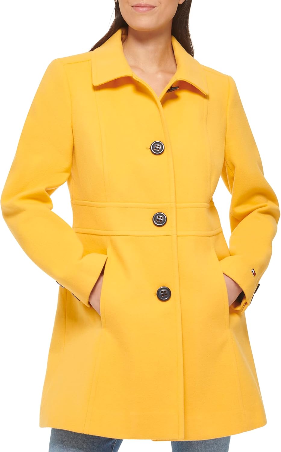

Женское мягкое роскошное шерстяное пальто на пуговицах от Tommy Hilfiger, Soft Luxe Banana