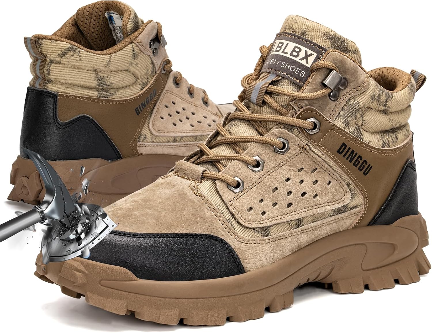 

Рабочие ботинки со стальным носком для мужчин и женщин, удобные, легкие, для мужчин, для промышленного строительства, нескользящая рабочая обувь Zbvb, хаки