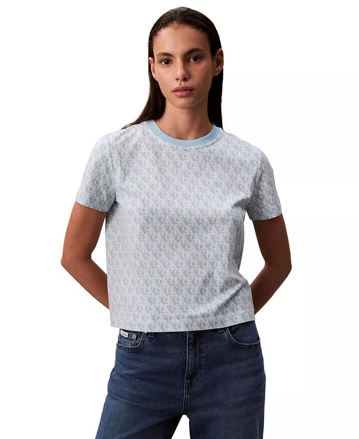 

Женская классическая футболка с монограммой Allover Calvin Klein Jeans, синий