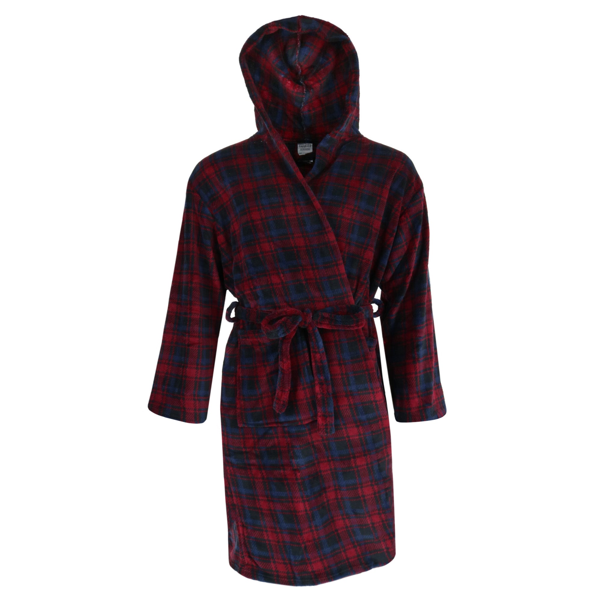 

Мужской флисовый халат с капюшоном и фланелью Wanted, цвет burgundy/navy plaid