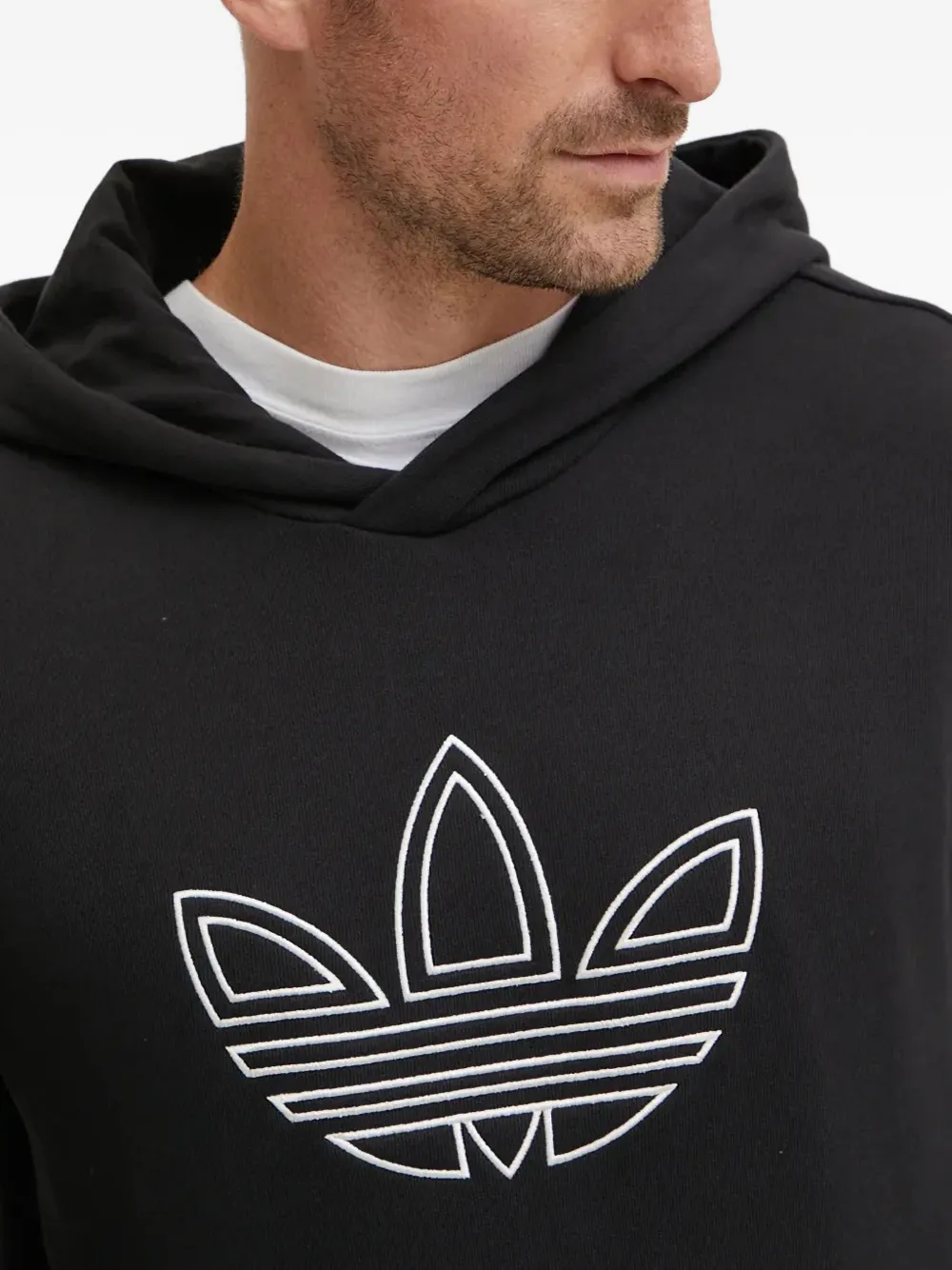 Худи с вышитым логотипом Adidas, черный — фото 4