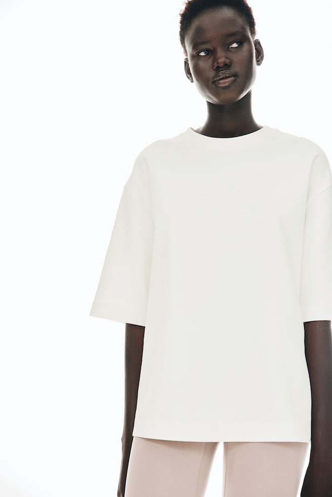 

Футболка свободного кроя из трикотажного полотна интерлок H&M, бежевый