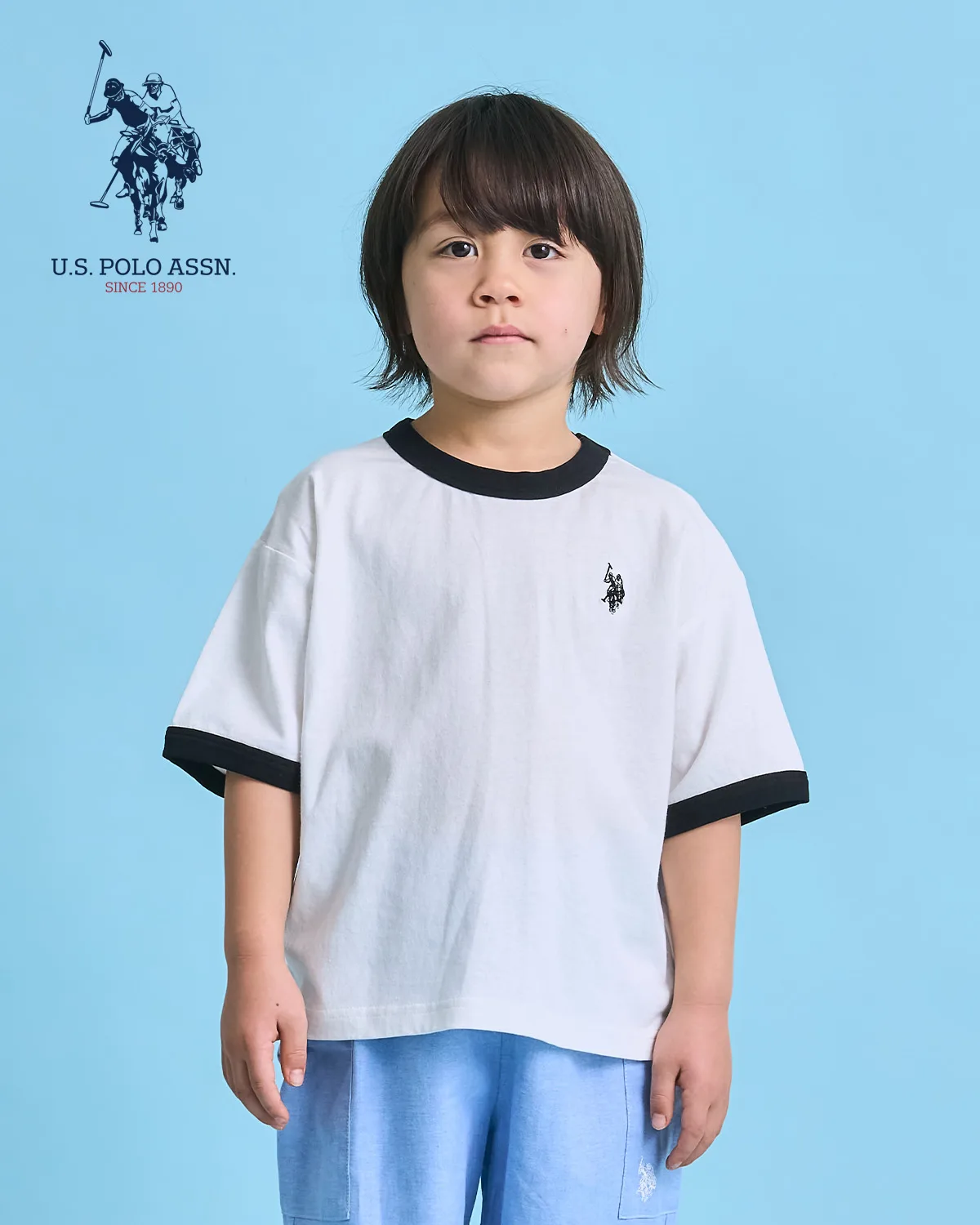 Детская футболка U.S. POLO ASSN. широкого кроя с логотипом и принтом белая