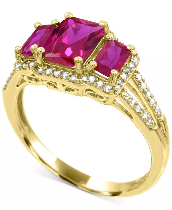 

Кольцо с выращенным в лаборатории сапфиром (1-1/3 карата tw) и выращенным в лаборатории белым сапфиром (1/8 карата tw) из стерлингового серебра Macy'S, red