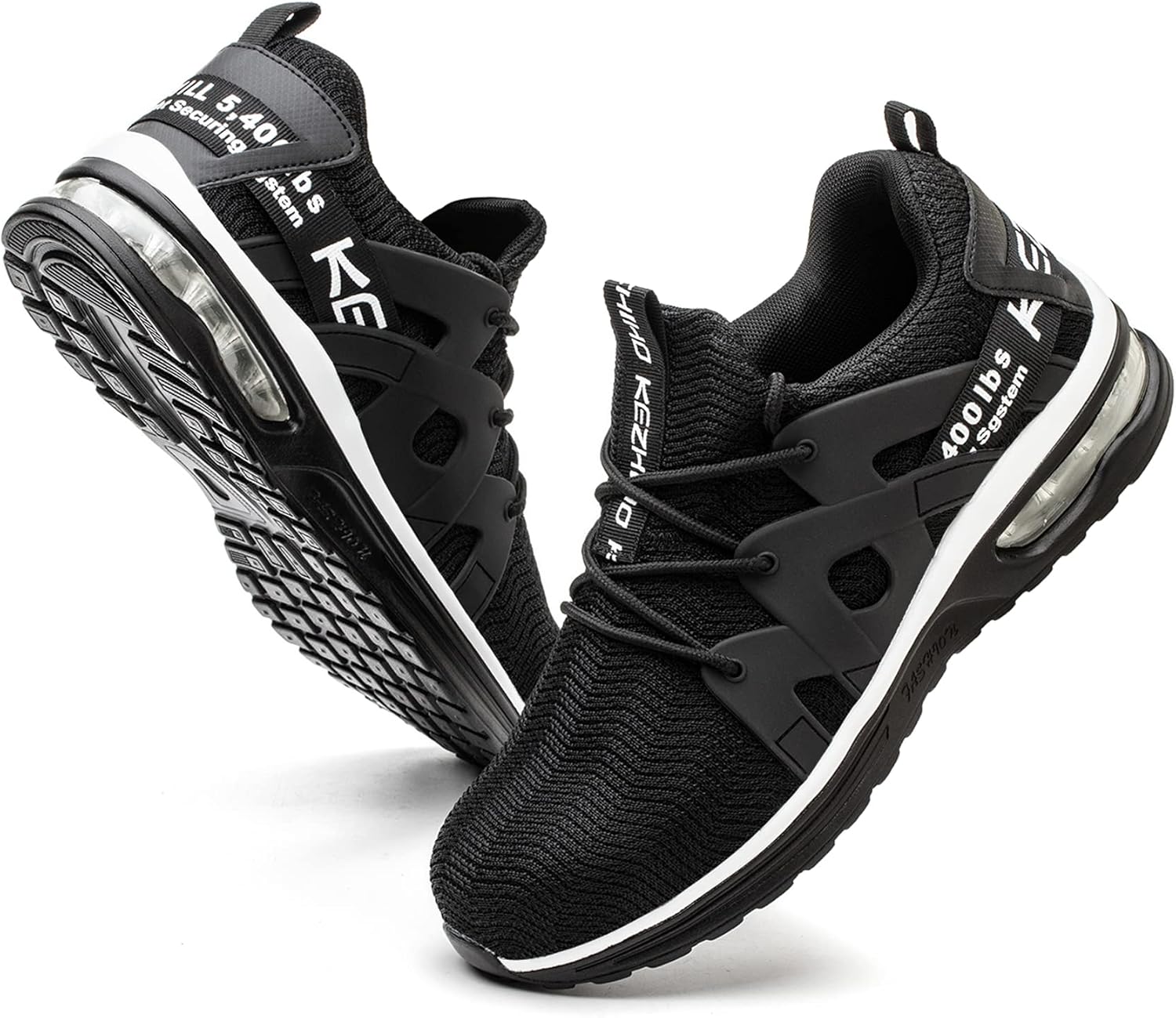 

Стальные ботинки Kezhiho с закрытым носком для мужчин и женщин, легкая рабочая обувь с воздушной подушкой, удобные, дышащие, проколостойкие, противоскользящие кроссовки, неразрушимые, для строительства и промышленной безопасности, белый/черный