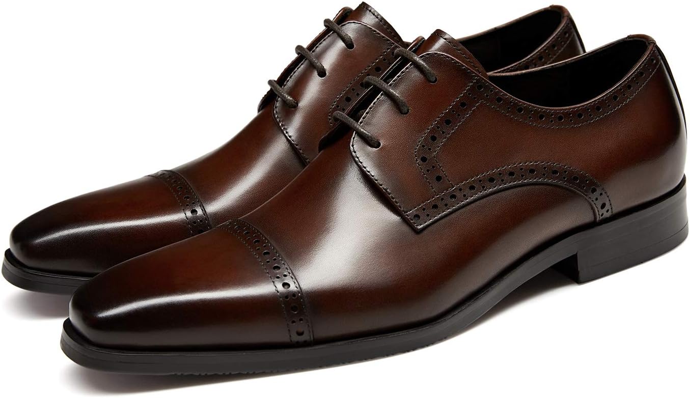 

Мужские классические туфли GIFENNSE из телячьей кожи для свадьбы, стиль оксфорд, темно-коричневый