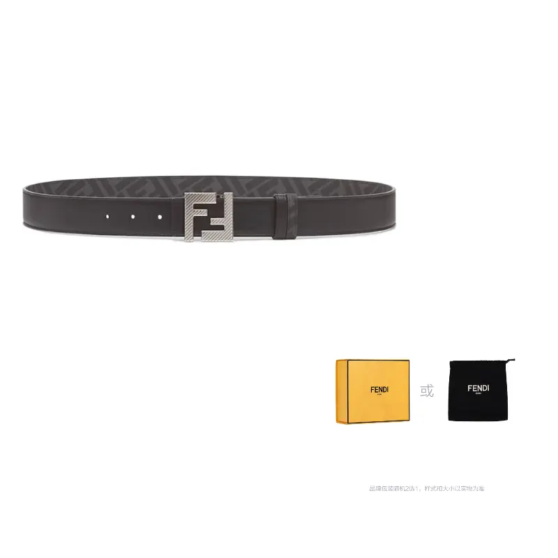 

FENDI Ремень с логотипом на пряжке, двусторонний, Black