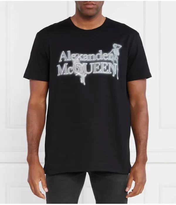 Футболка NEON SKEL loose fit Alexander Mcqueen, черный