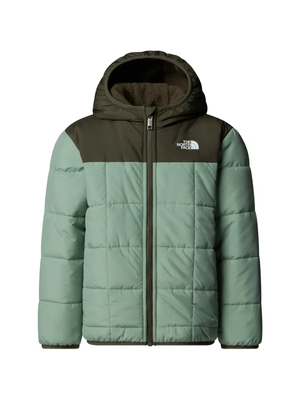 Стеганая куртка с логотипом The North Face Kids, зеленый