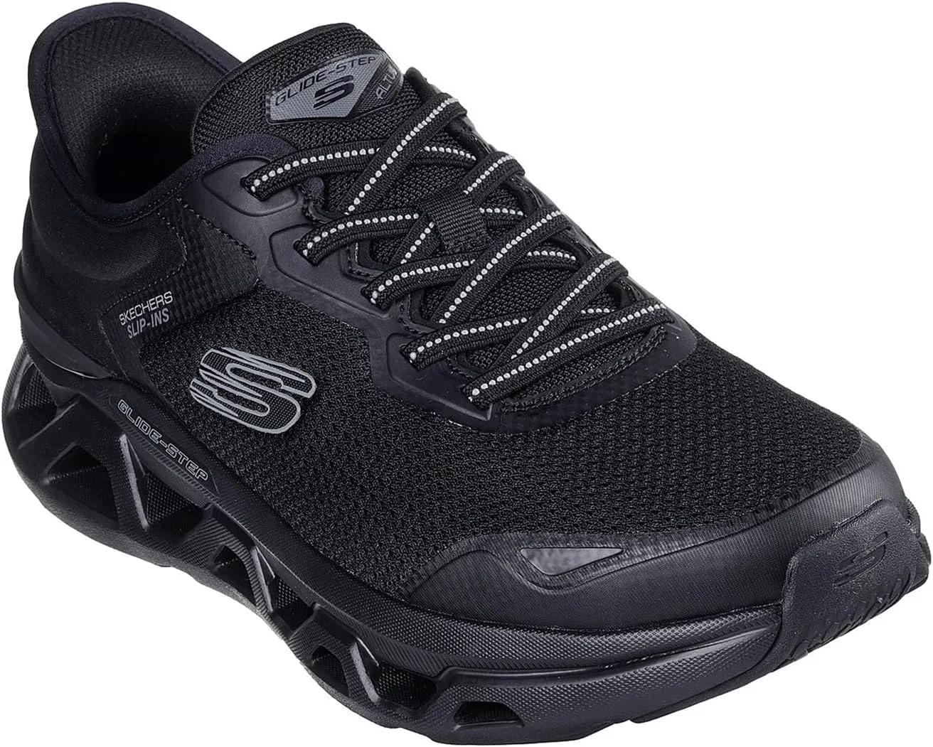 Кроссовки Skechers Herren Glide-Step Altus Turn OutSneaker, Black Mesh Duraleather