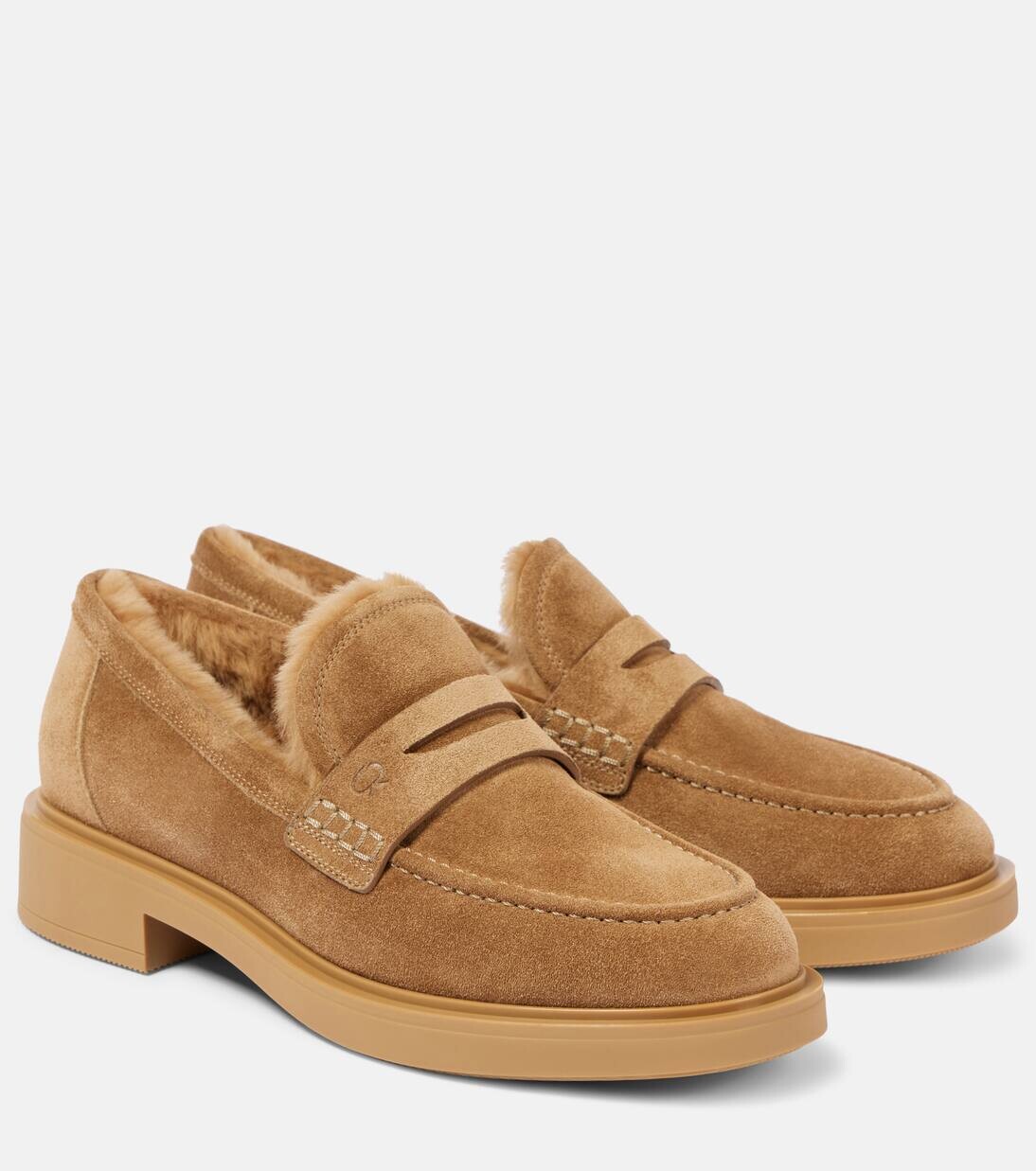 Замшевые пенни-лоферы Harris Gianvito Rossi, цвет camel+camel