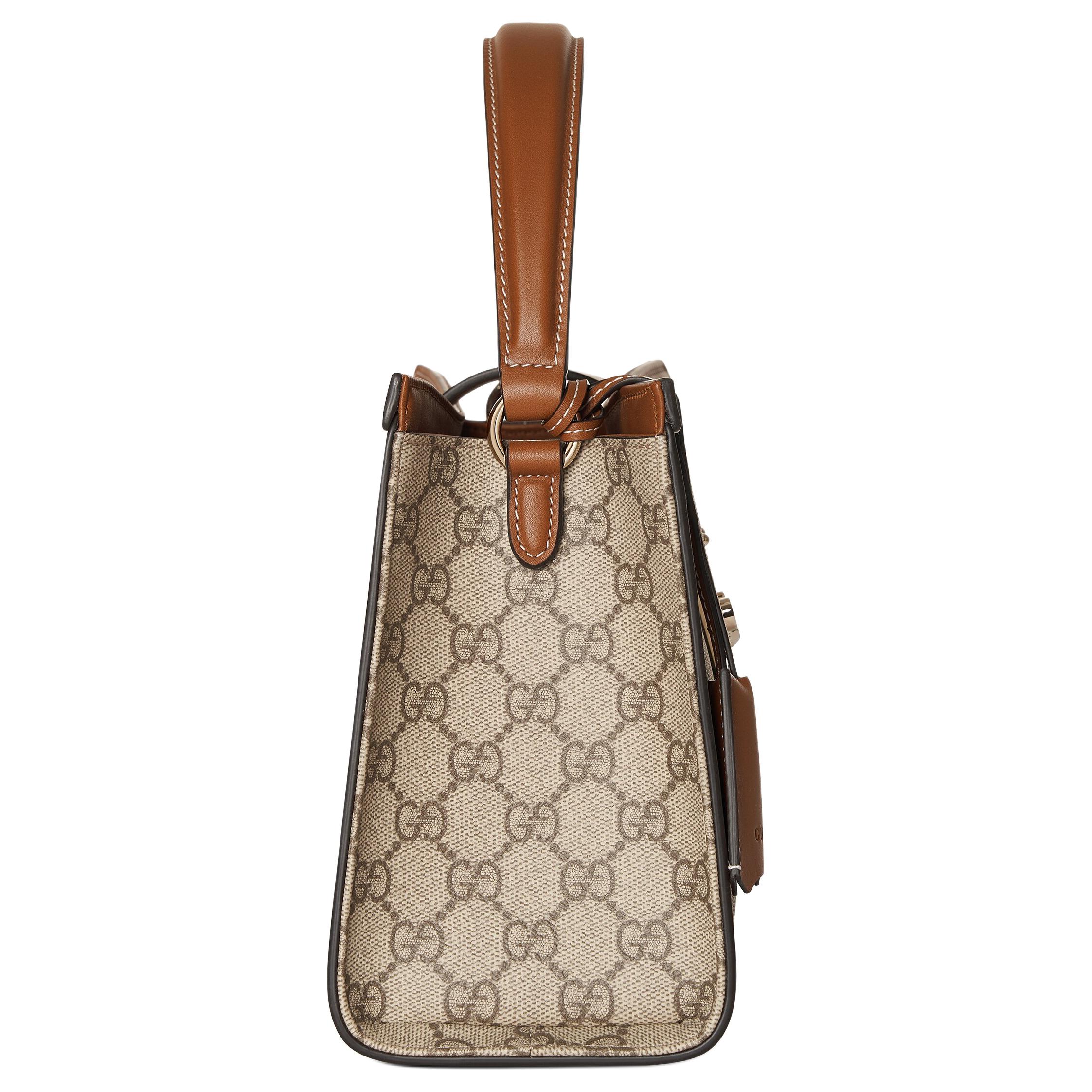 GUCCI Женская коричнево-бежевая сумка через плечо среднего размера — фото 4