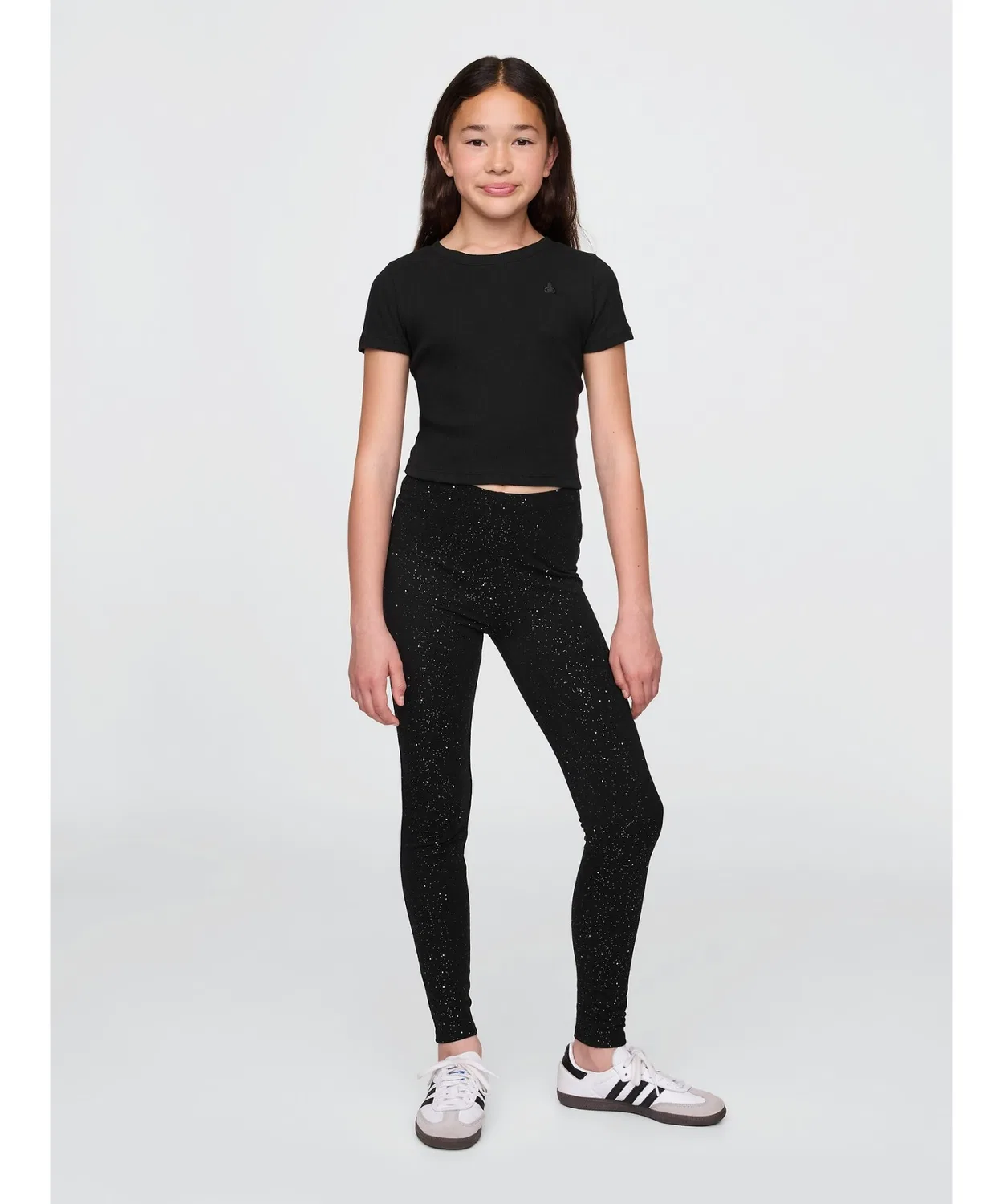Леггинсы с блестками Gap Kids Organic Cotton серые — фото 2