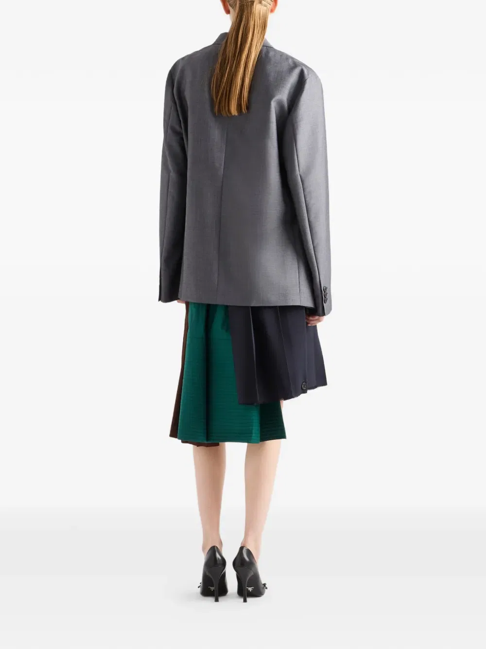 Однобортный пиджак из козьего мохера Prada, серый — фото 3