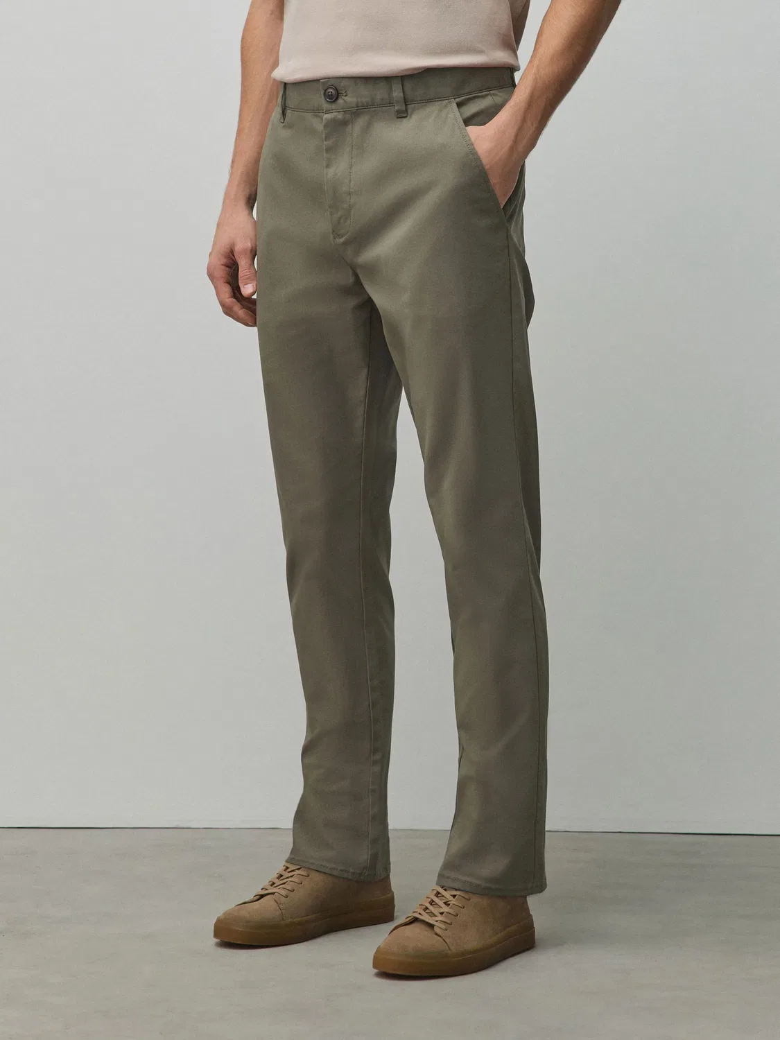 Узкие брюки чинос Next, Khaki — фото 2