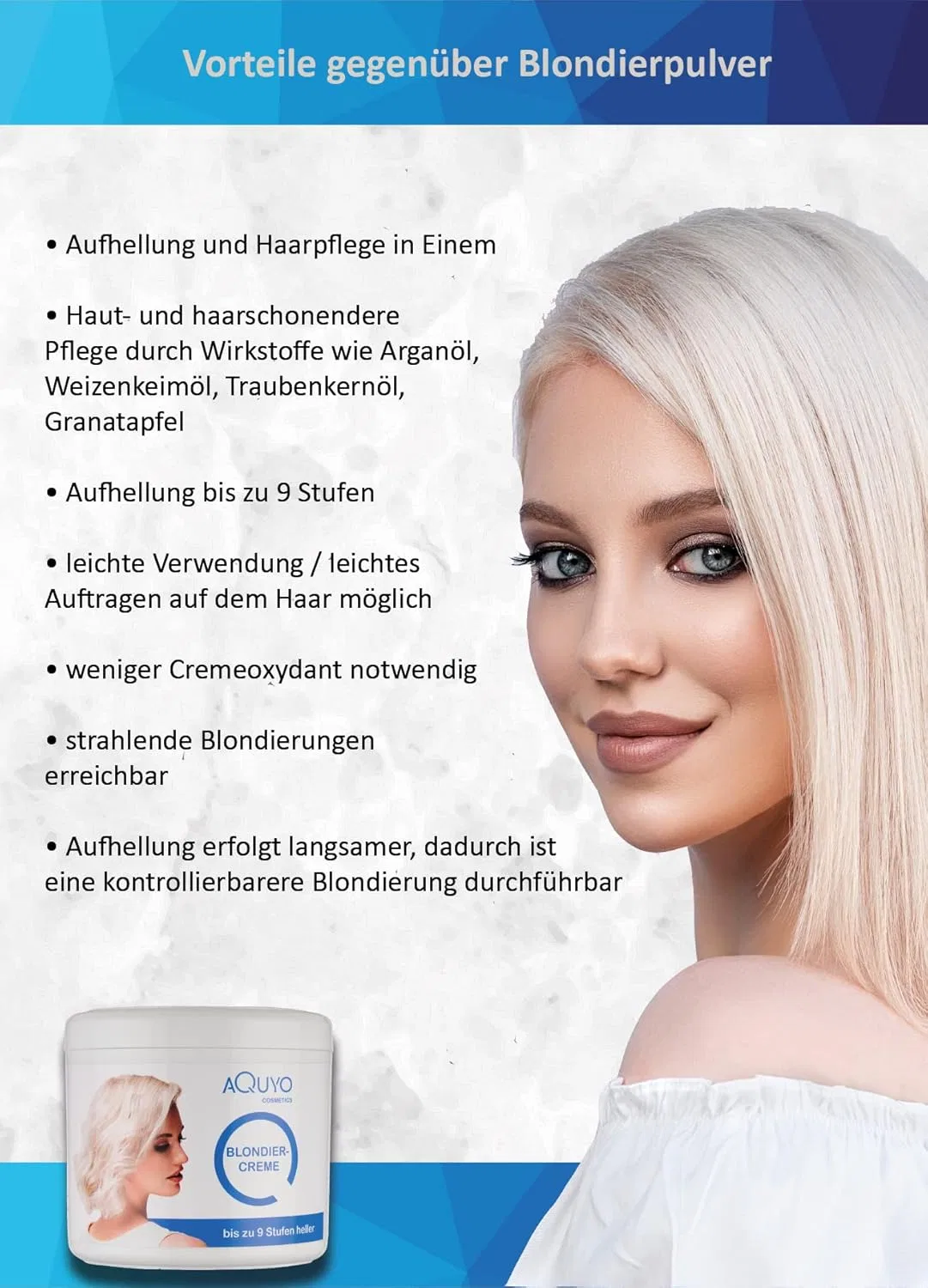 Крем для осветления волос до 9 тонов, 500 г Aquyo Cosmetics — фото 3