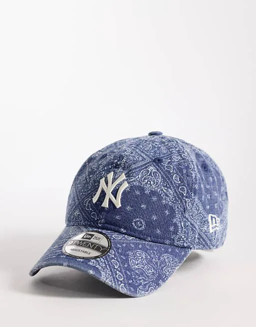 

Темно-синие джинсовые брюки с принтом пейсли New Era NY Yankees 9twenty