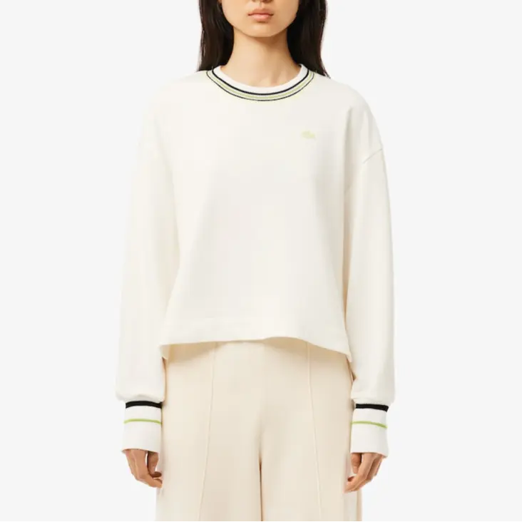 Топ LACOSTE Sweatshirt, белый/черный/желтый, Organic Cotton — фото 3