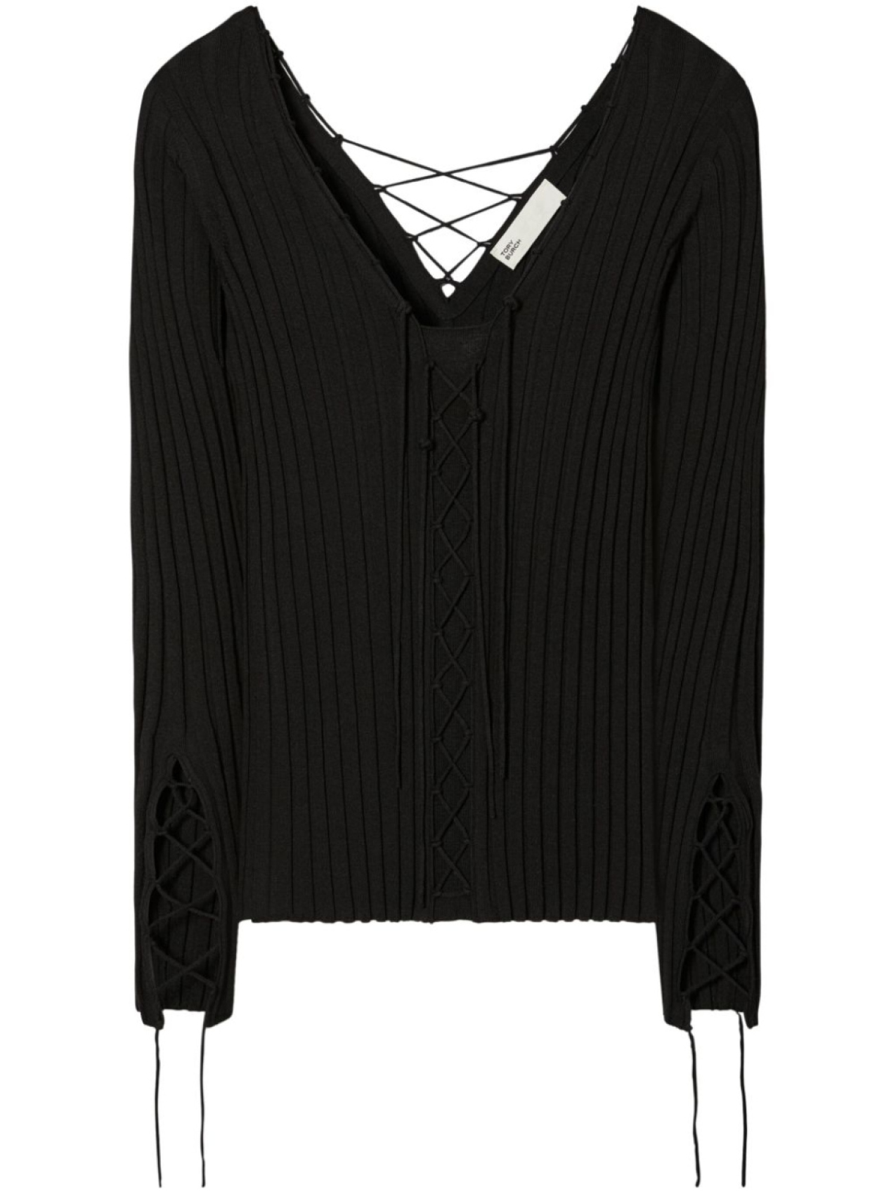 

Tory Burch шерстяной свитер со шнуровкой, черный