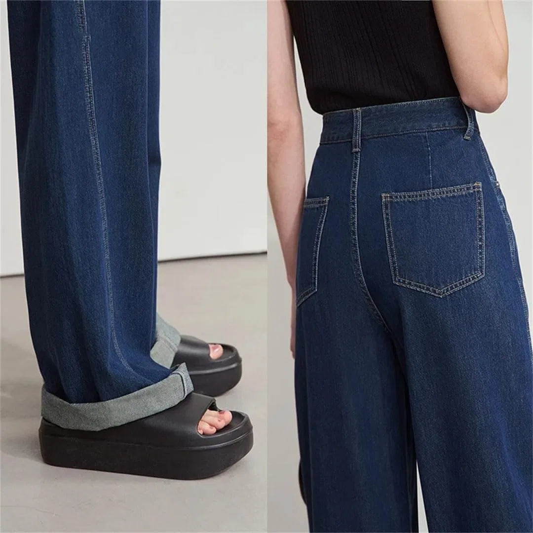 Джинсы из лиоцелла и хлопка, Wide Leg, Синий — фото 3
