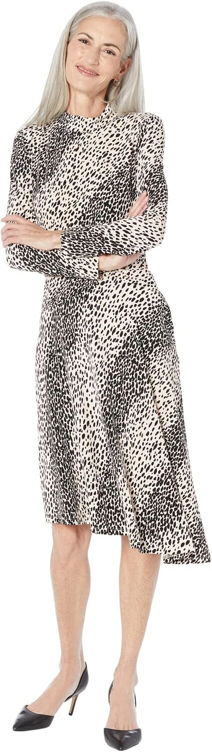 

Платье Maggy London Mock Neck Dress with Draped Front, цвет Ivory/Black