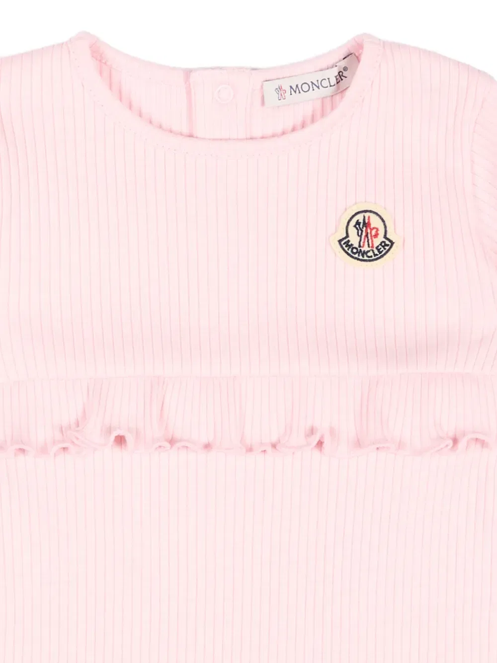 Хлопковый детский комбинезон Moncler Enfant, розовый — фото 3