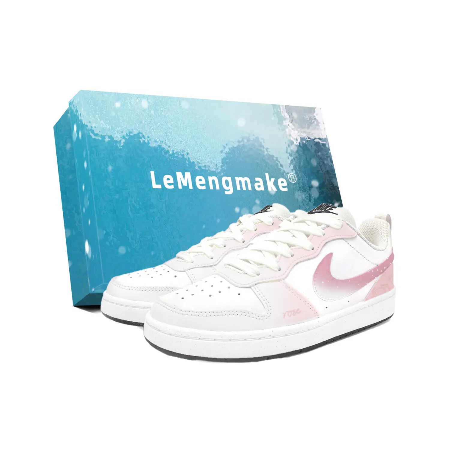 

Nike Court Borough Unsleeping Flower устойчивые к истиранию низкие детские скейтбординговые кроссовки White Unisex