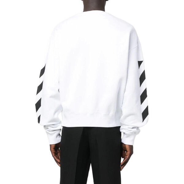 Толстовка Men's OFF-WHITE FW22 Side Stripe Alphabet Printing Straight Round Neck Long Sleeves Autumn White, белый — фото 4