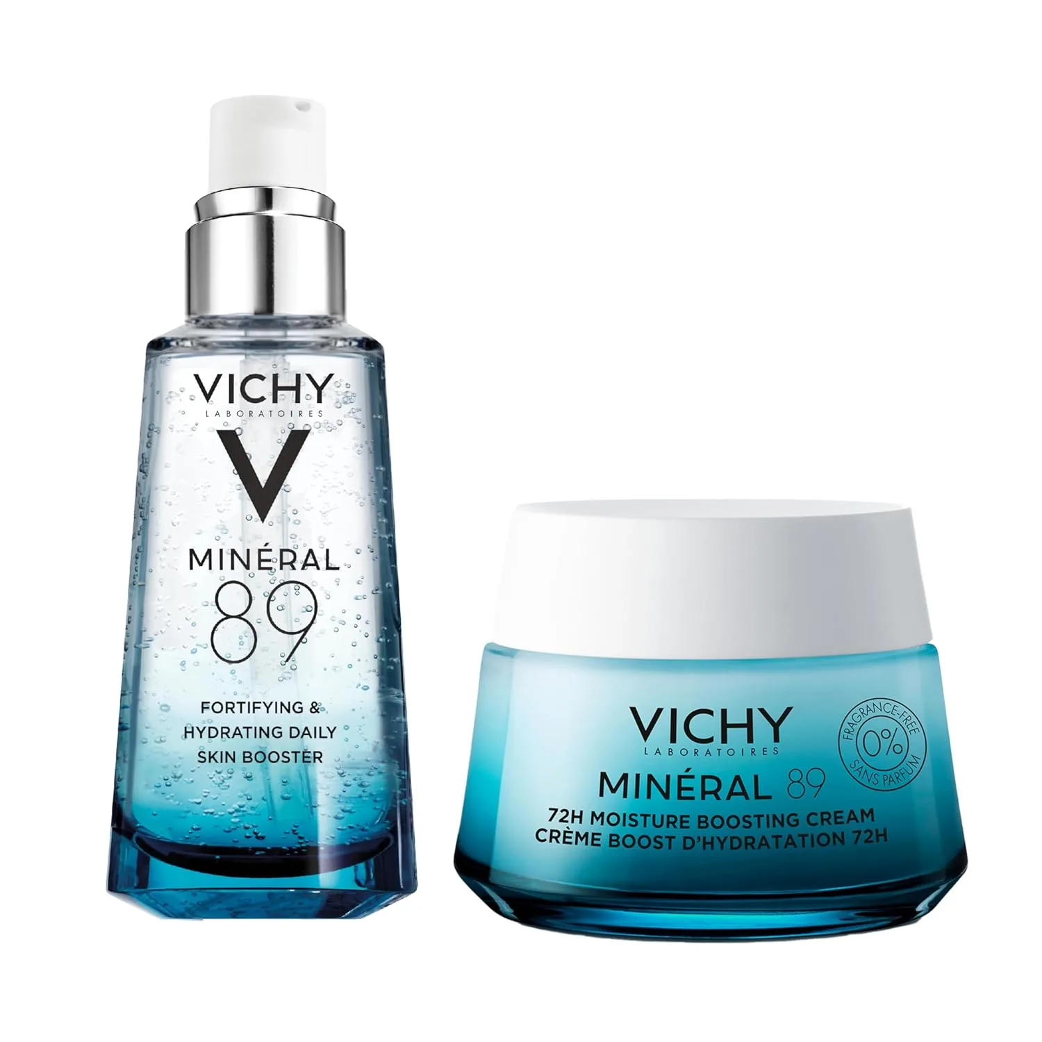 Vichy Mineral 89 Booster, сыворотка для лица с чистой гиалуроновой кислотой и полиглутаминовой кислотой для восстановления барьера кожи, увлажняет и разглаживает, легкая, без масла, не липкая Набор из 2 штук (2 шт.)