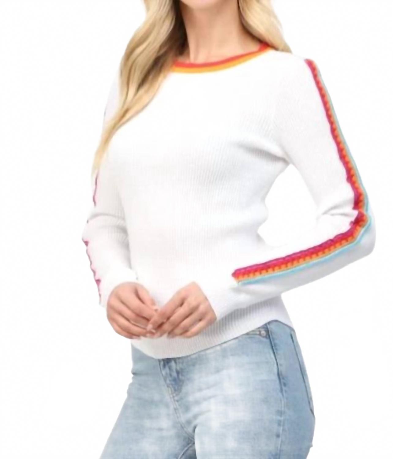 

Вязаный топ с вафельной отделкой крючком, белый FATE