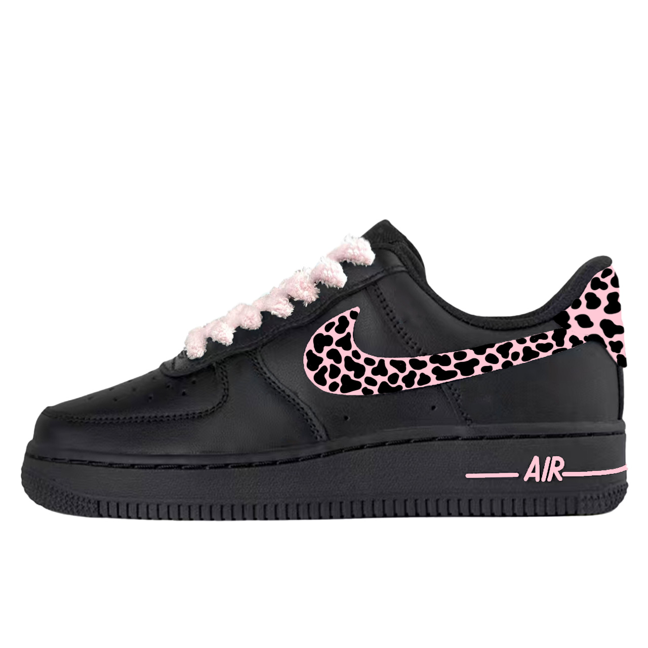 

Nike Air Force 1 Pink Leopard Print Abrasion Resistant Low top Skateboard Shoes Unisex Black Pink