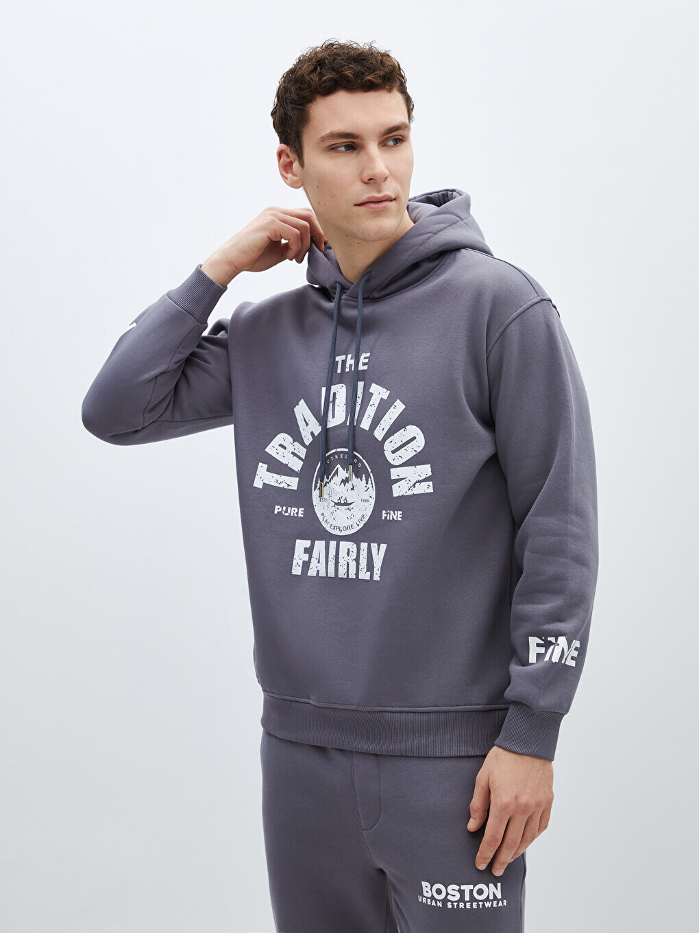 

Мужская толстовка с капюшоном CALİMERA MODA, дымчато-серый