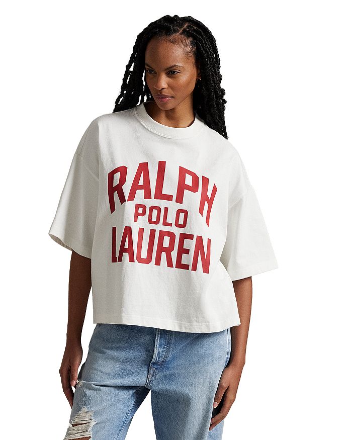 

Футболка из хлопкового джерси с логотипом Lauren Ralph Lauren Ralph Lauren, слоновая кость/кремовый