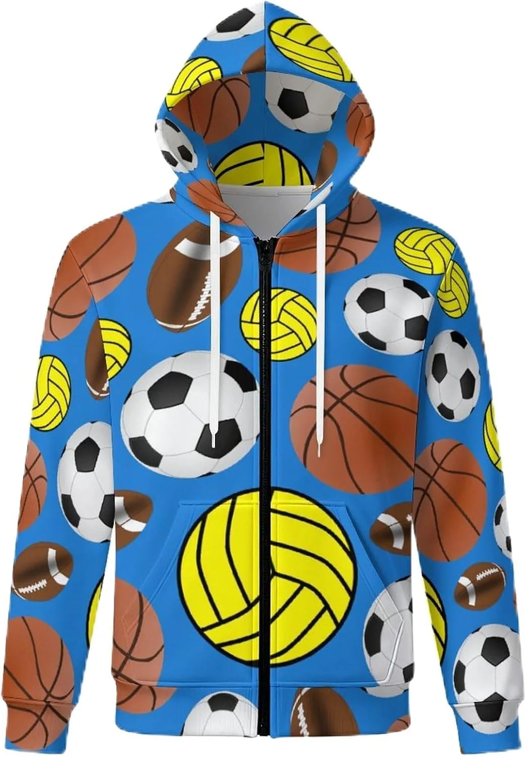 

Толстовка с капюшоном на молнии и карманом, спортивный принт IYLYHSHF