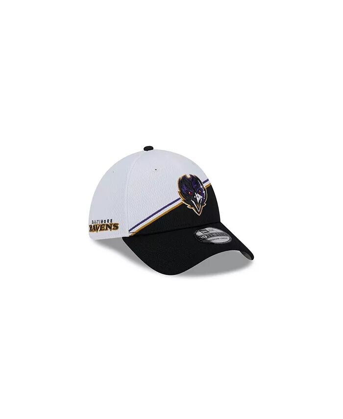 

Мужская бело-черная кепка Baltimore Ravens 2023 Sideline 39THIRTY Flex New Era