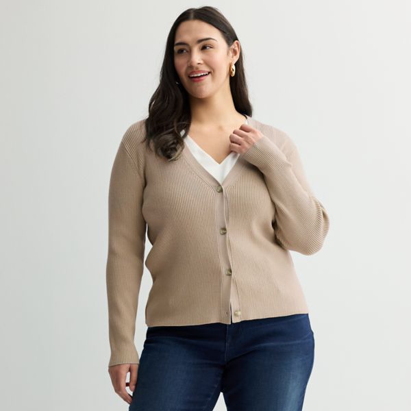 

Кардиган с рельефной резинкой для полных Nine West, цвет sand heather