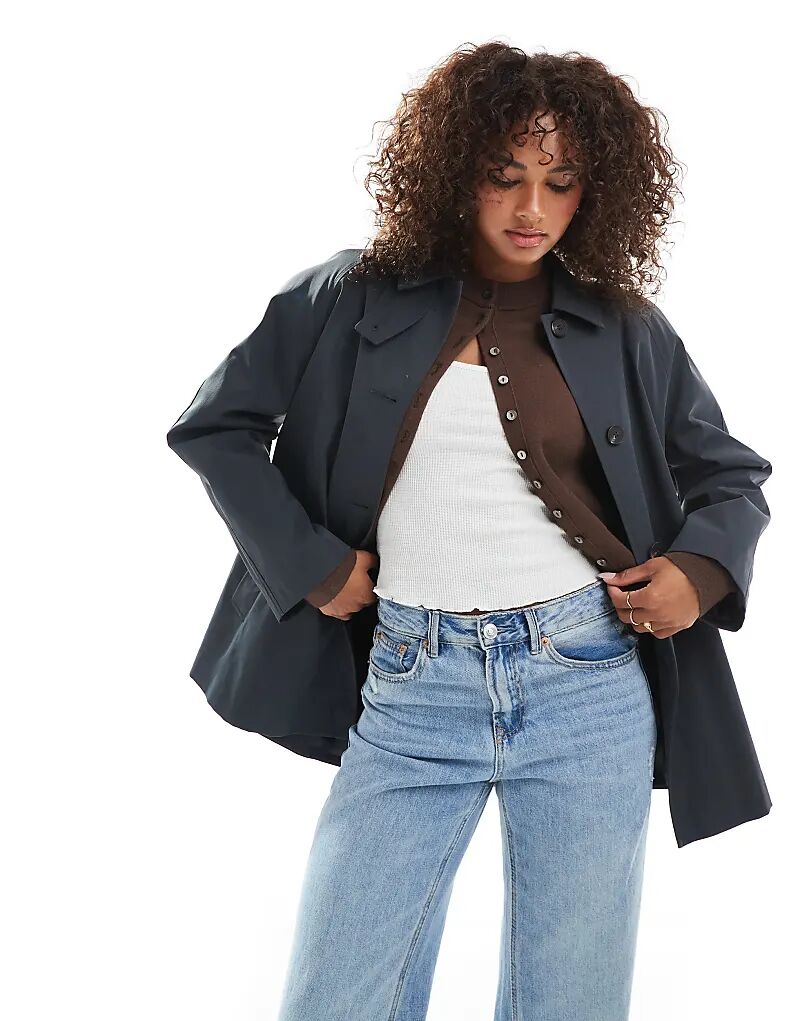 

Пальто-тренч ASOS DESIGN темно-синего цвета, Синий, Пальто-тренч ASOS DESIGN темно-синего цвета
