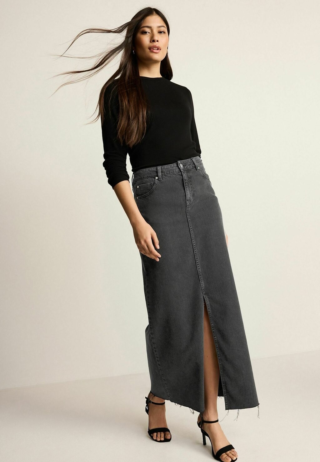 

Длинная юбка DENIM MAXI SKIRT PETITE. PETITE Next, черный